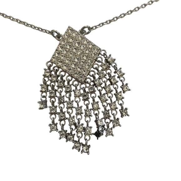 Ann Taylor Elegant Silver Necklace with Fringe Pendant - Picture 2 of 4